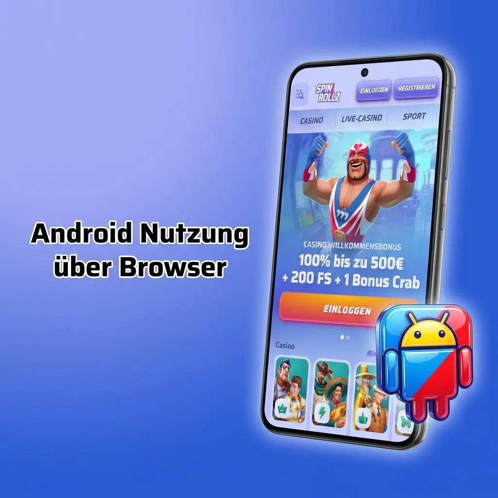 Android Nutzung der Spinrollz Website über Browser