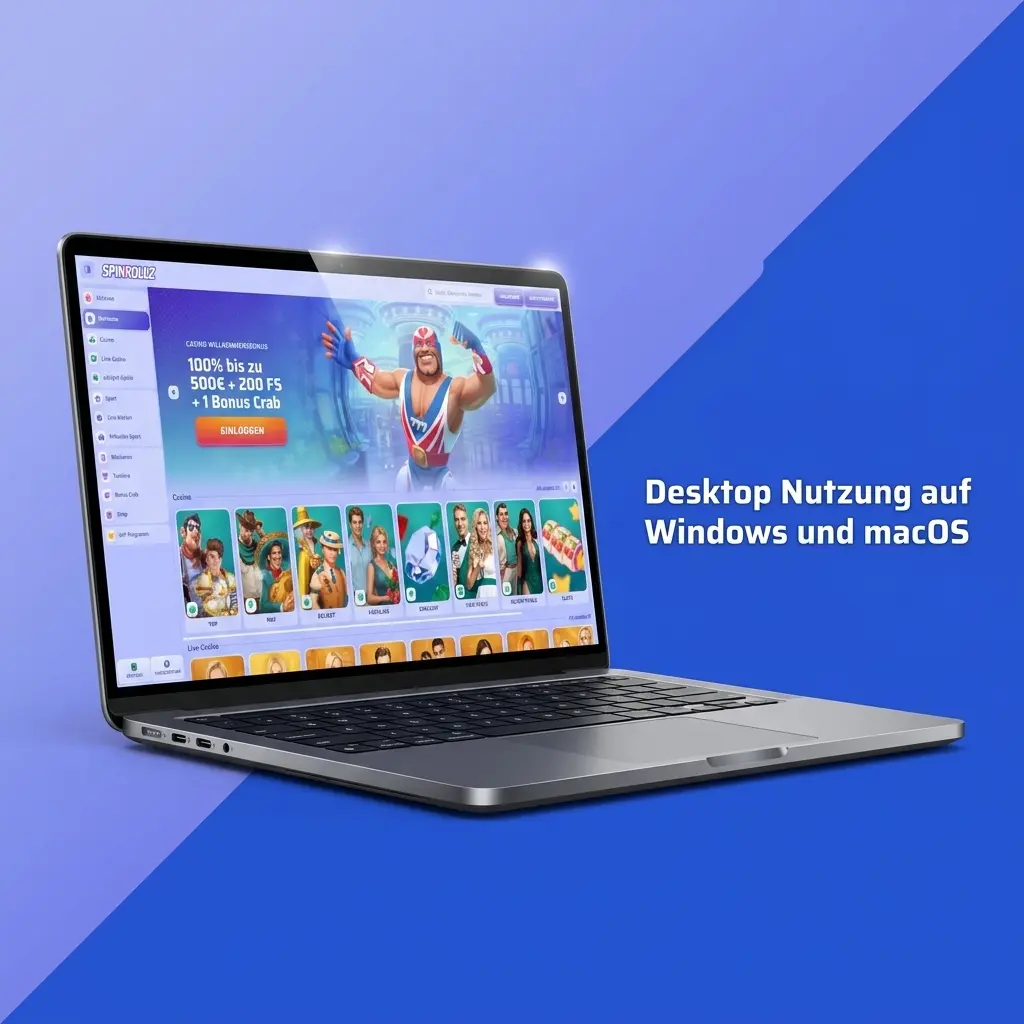 Spinrollz Nutzung im Desktop Browser auf Windows und macOS