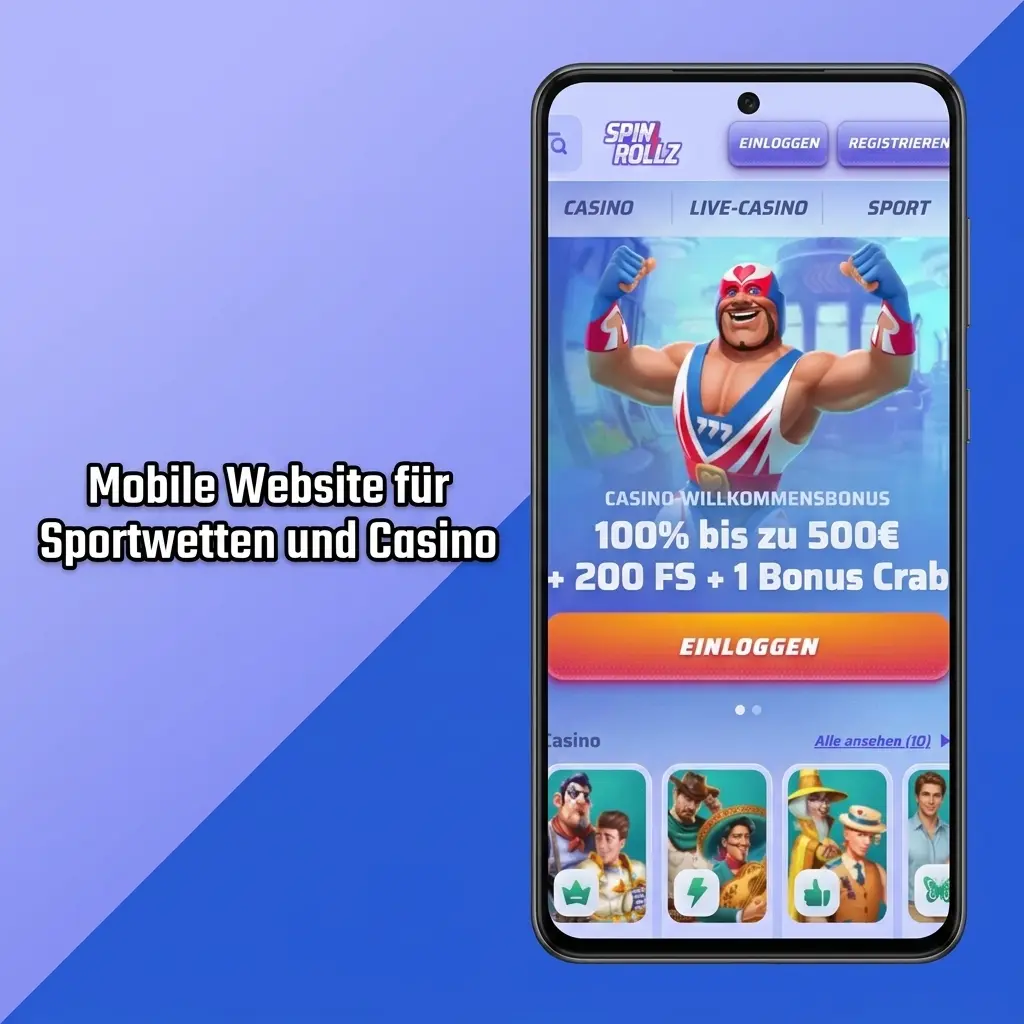 Mobile Website für Sportwetten und Casino auf Smartphone