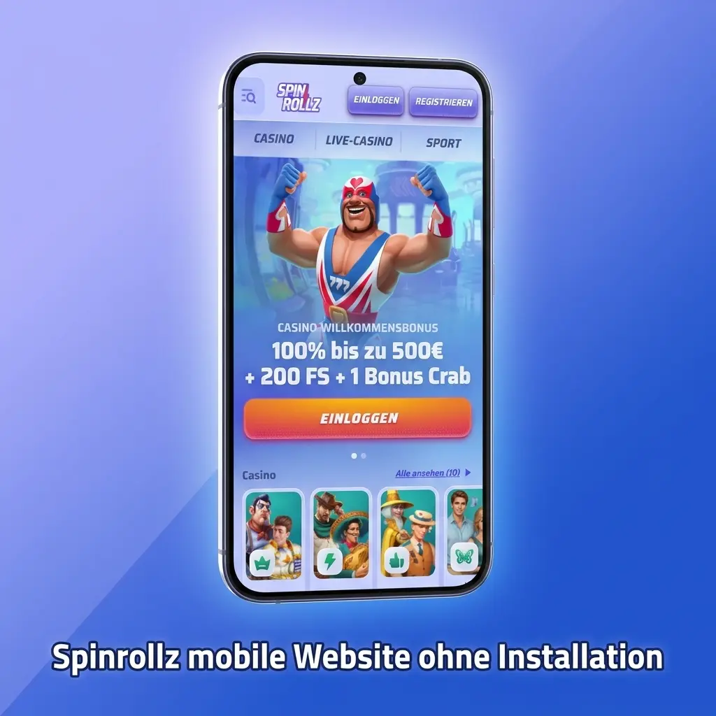 Spinrollz mobile Website auf Smartphone und Tablet
